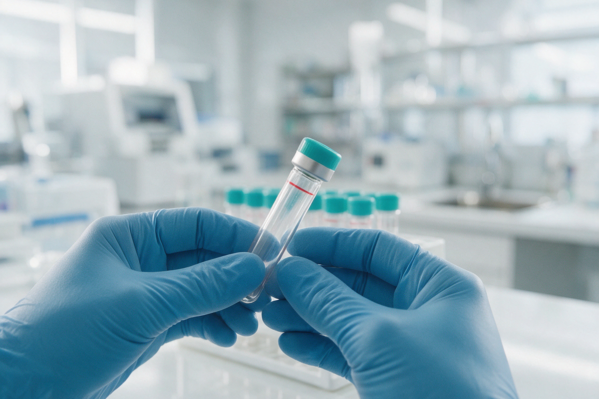 Probenröhrchen mit Blutprobe im Labor