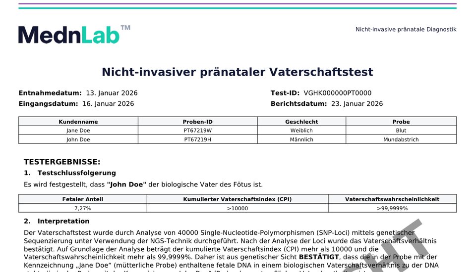 Ausschnitt aus dem MednLab-Musterbericht